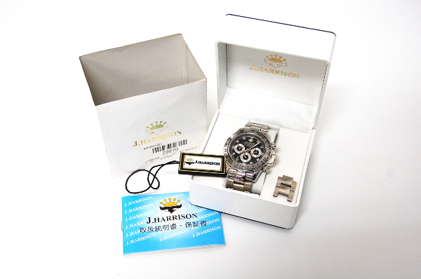 杉並区からジョンハリソン 腕時計 自動巻き 8P天然ダイヤ クロノグラフ シルバー JH-014DS メンズ ウォッチを高価買取させて頂きました！