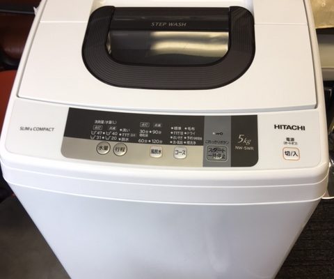 文京区から、HITACHI 日立 全自動電気洗濯機 NW-5WR 5kg 風脱水 ピュアホワイトを買取させて頂きました！