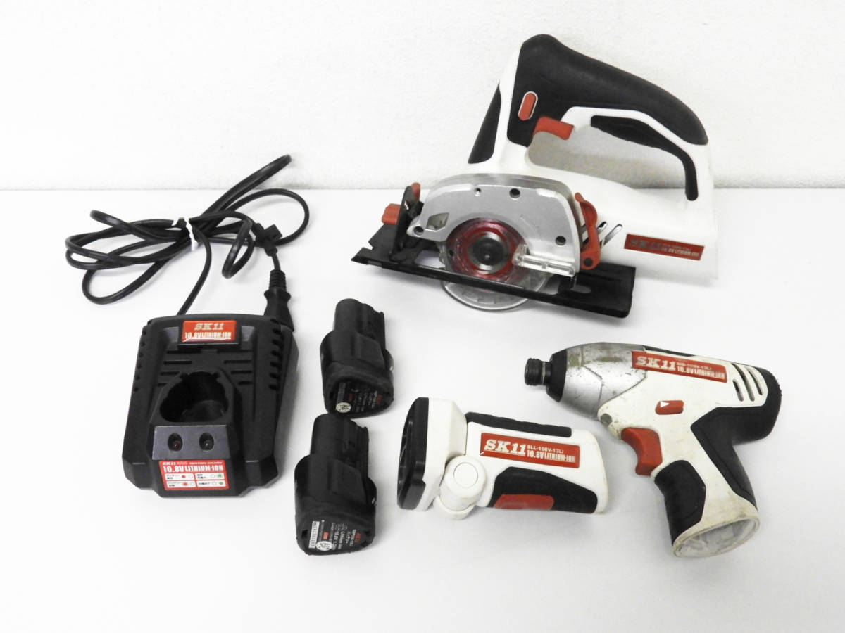 墨田区から電動工具買取SK11 マルノコ SCS-108V-13Li/インパクトドライバー SID-108V-13Li/LEDライト SLL-108V-13Li/充電器/バッテリー SBP108-13Li×2個を高価買取させて頂きました！