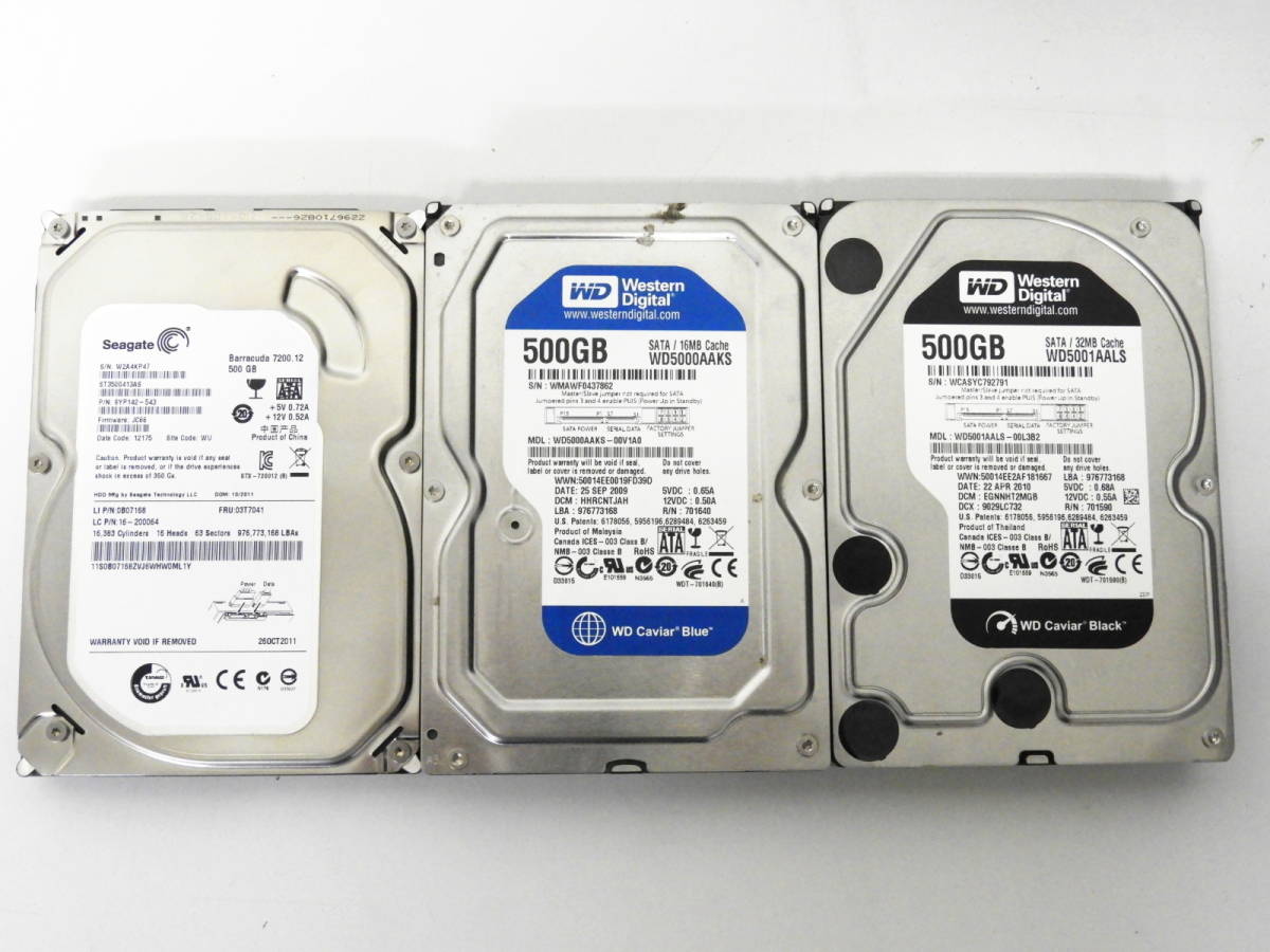 練馬区からPCパーツ買取SEAGATE ST3500413AS / WESTERN DIGITAL WD5000AAKS ・ WD5001AALS / 500GB HDDを高価買取させて頂きました！